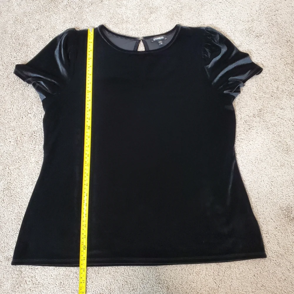 Express Velvet Black Puff Sleeve Top Size XL Black - Picture 6 of 7
